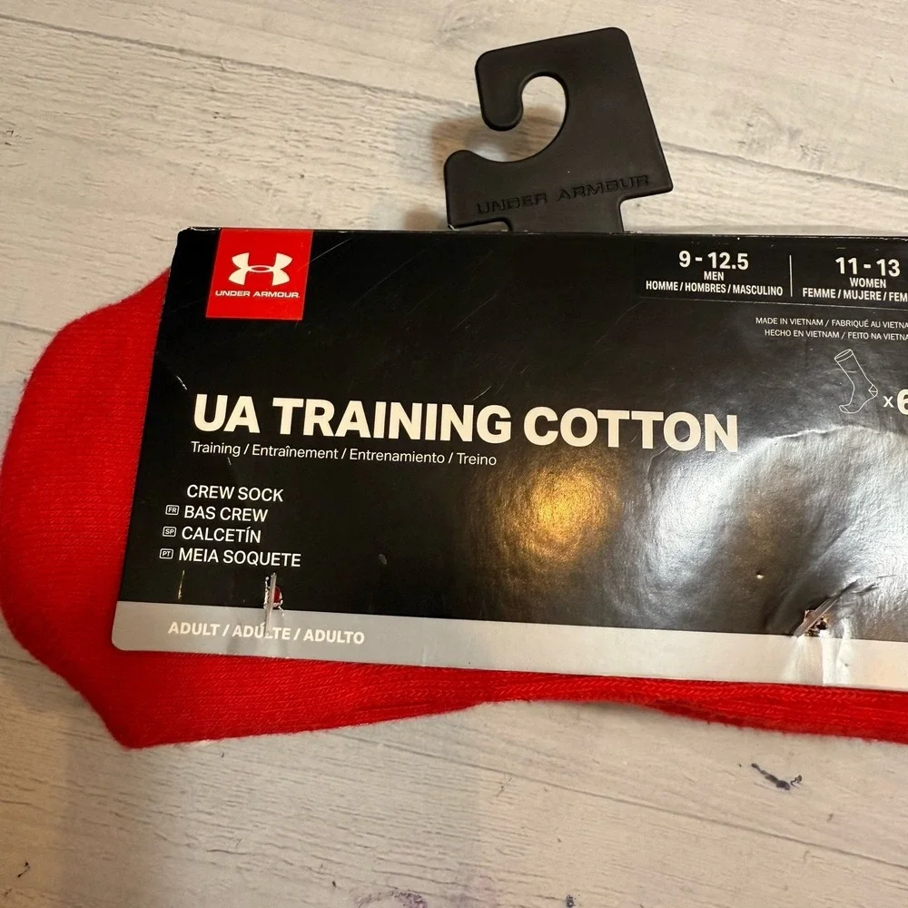 Under Armour adult cotton crew‎ socks NEW men's 9-12.5 women's 11-13 3 pairs